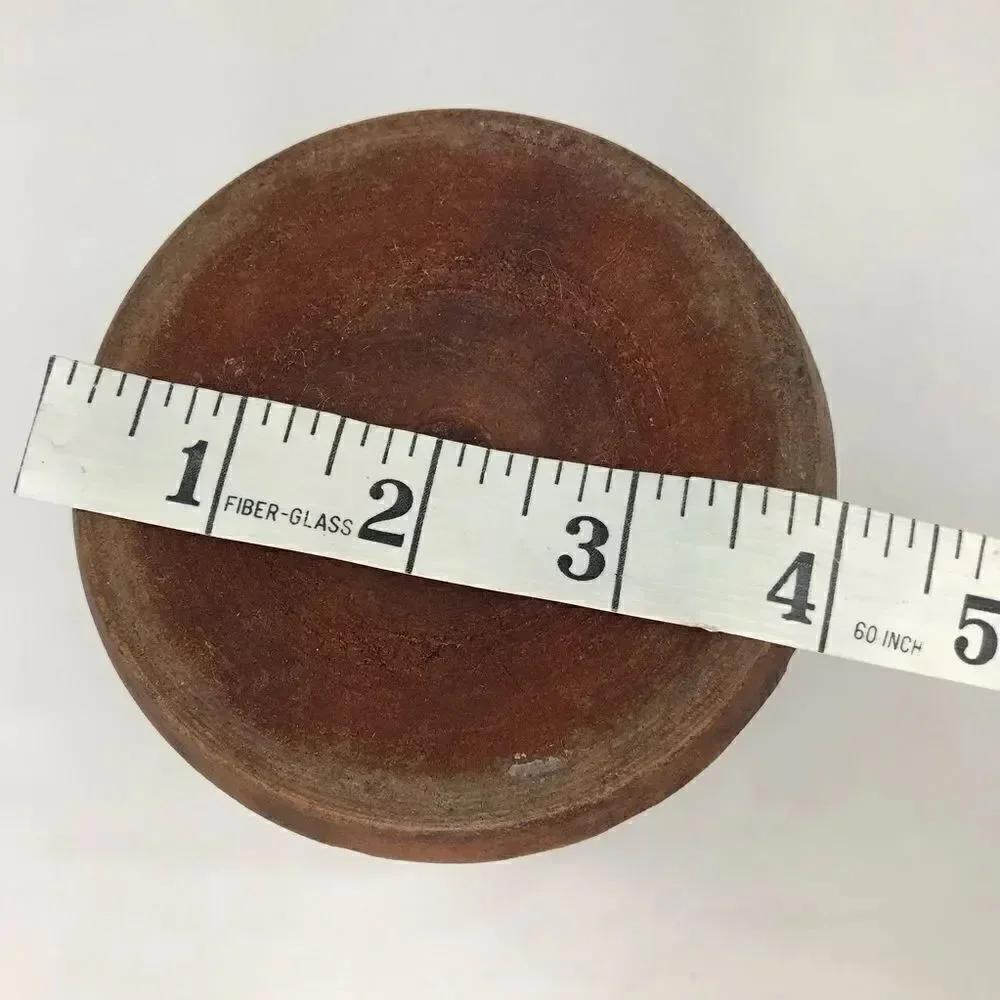 Wood Hand Carved Brown Turned Pedestal  Vase